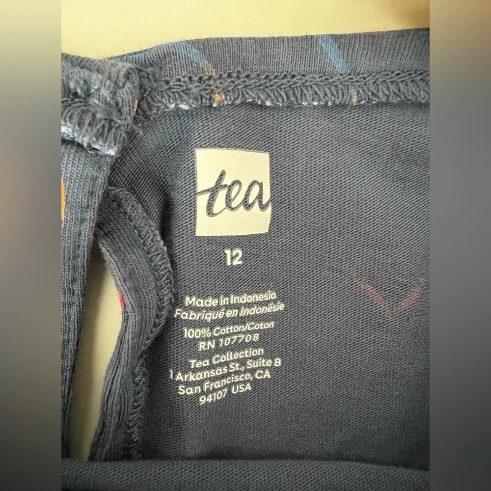 Tea Collection girls short sleeve empire top heart print blue 12